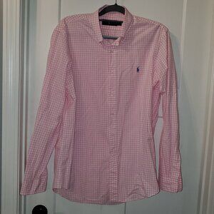 Ralph Lauren Pink/White Gingham Men's Large Dress Shirt